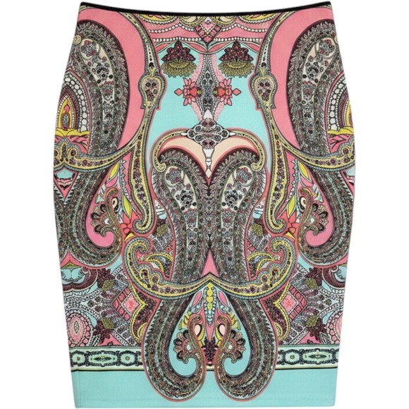 Bisou Bisou Dresses & Skirts - Bisou Bisou Michele Bohbot Bohemian Paisley Pencil Skirt Large NWT